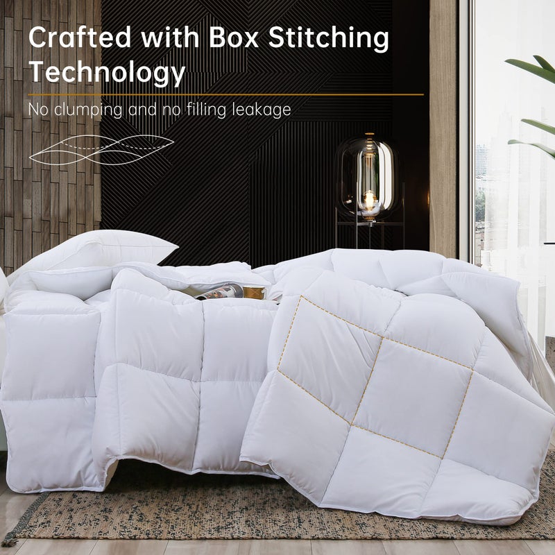 ABOUTABED Comforter King Size Duvet Insert White  All Season Down Alternative Comforter  Ultra Soft Quilted Bedding Comforter with 8 Corner Tabs  Machine Washable - Image 2